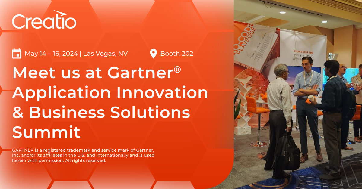 Creatio to Participate in the 2024 Gartner® Application Innovation & Business Solutions Summit